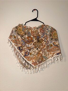 SHEIN Curve Paisley Print Blouse in Blue, Orange, Cream